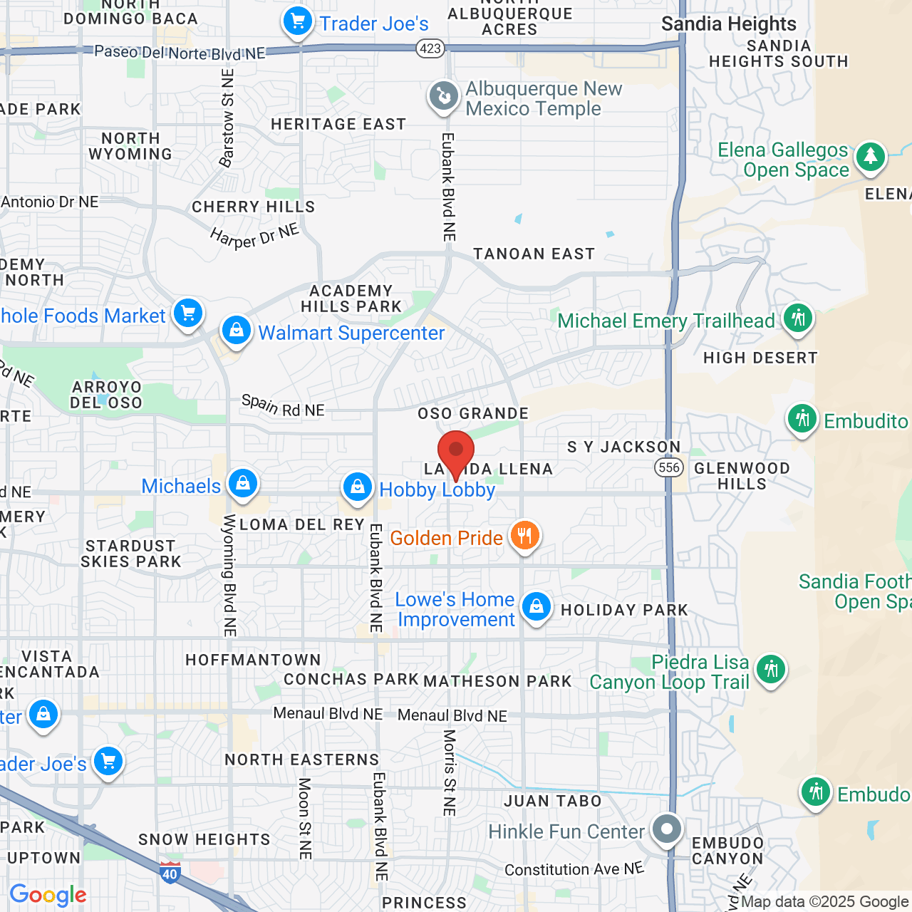 Google map image of our location in 10409 Montgomery Pkwy NE Albuquerque, NM